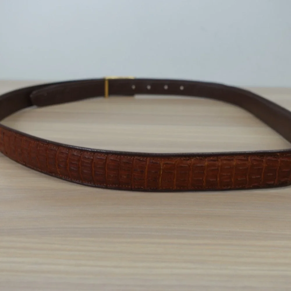Genuine Crocodile Leather Belt 40 LARGE Brown Hornback Alligator PREMIER IMAGE
